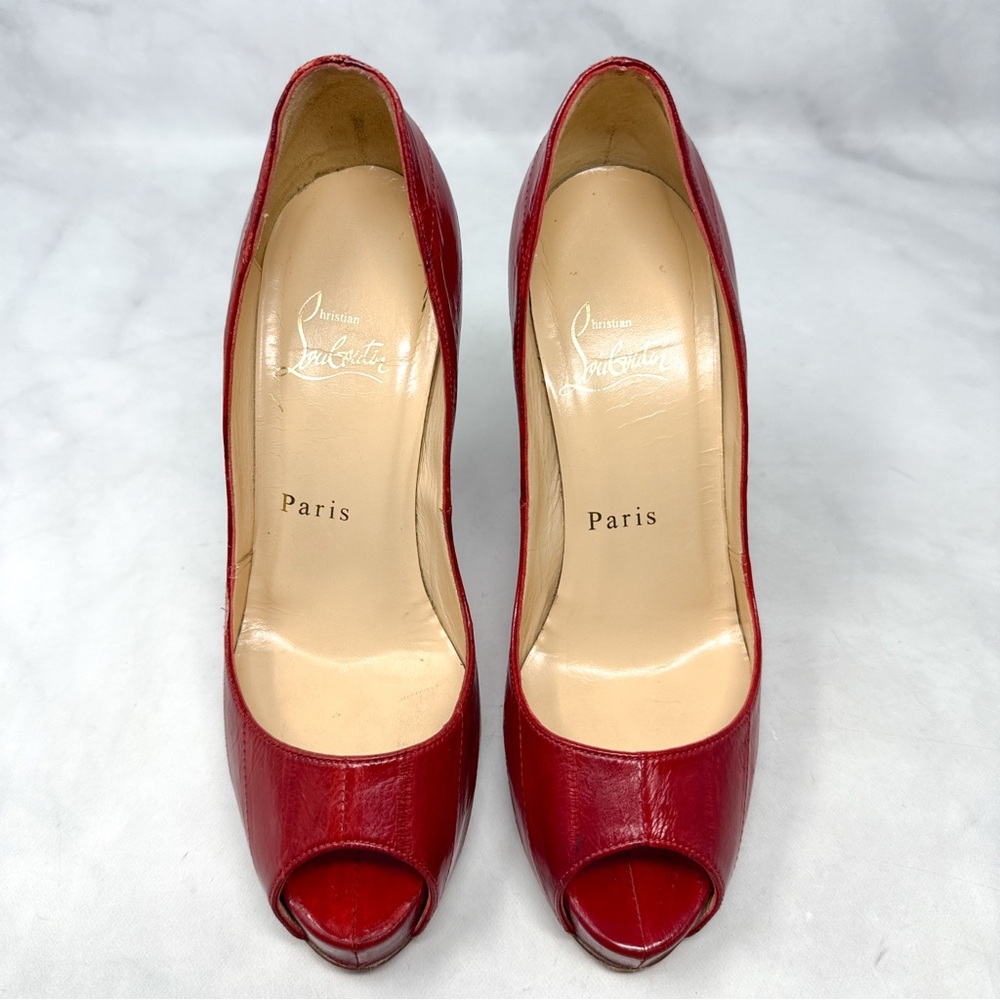 Christian Louboutin Very Prive 120 Eel Skin Leather Platform Stiletto Heel Pumps - Picture 3 of 16